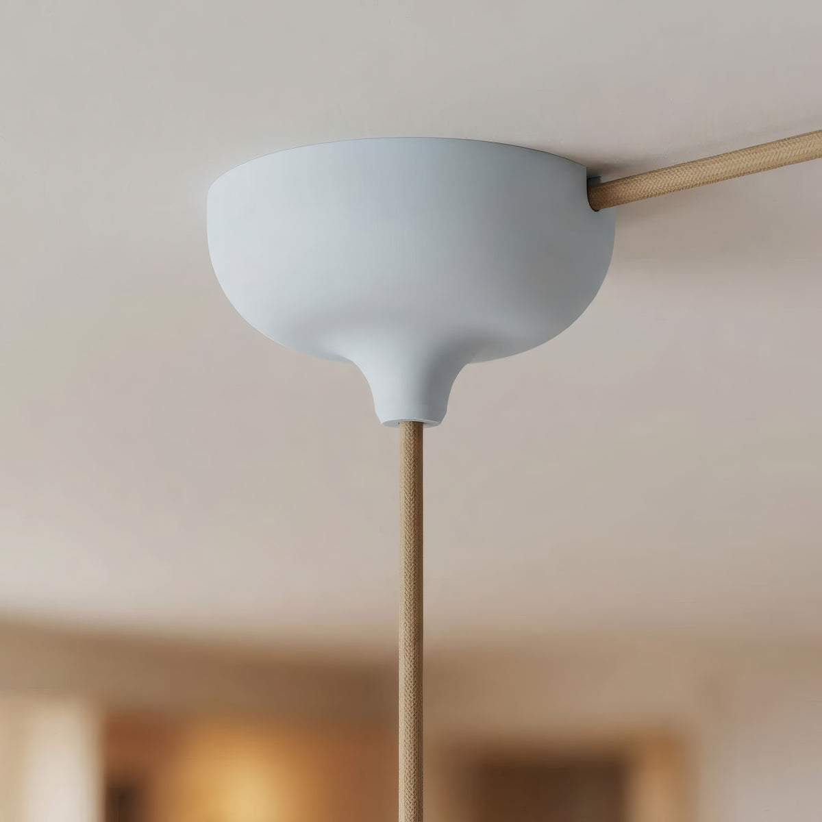 Silicone ceiling rose Ø 88 mm, central hole and side outlet — Sky blue