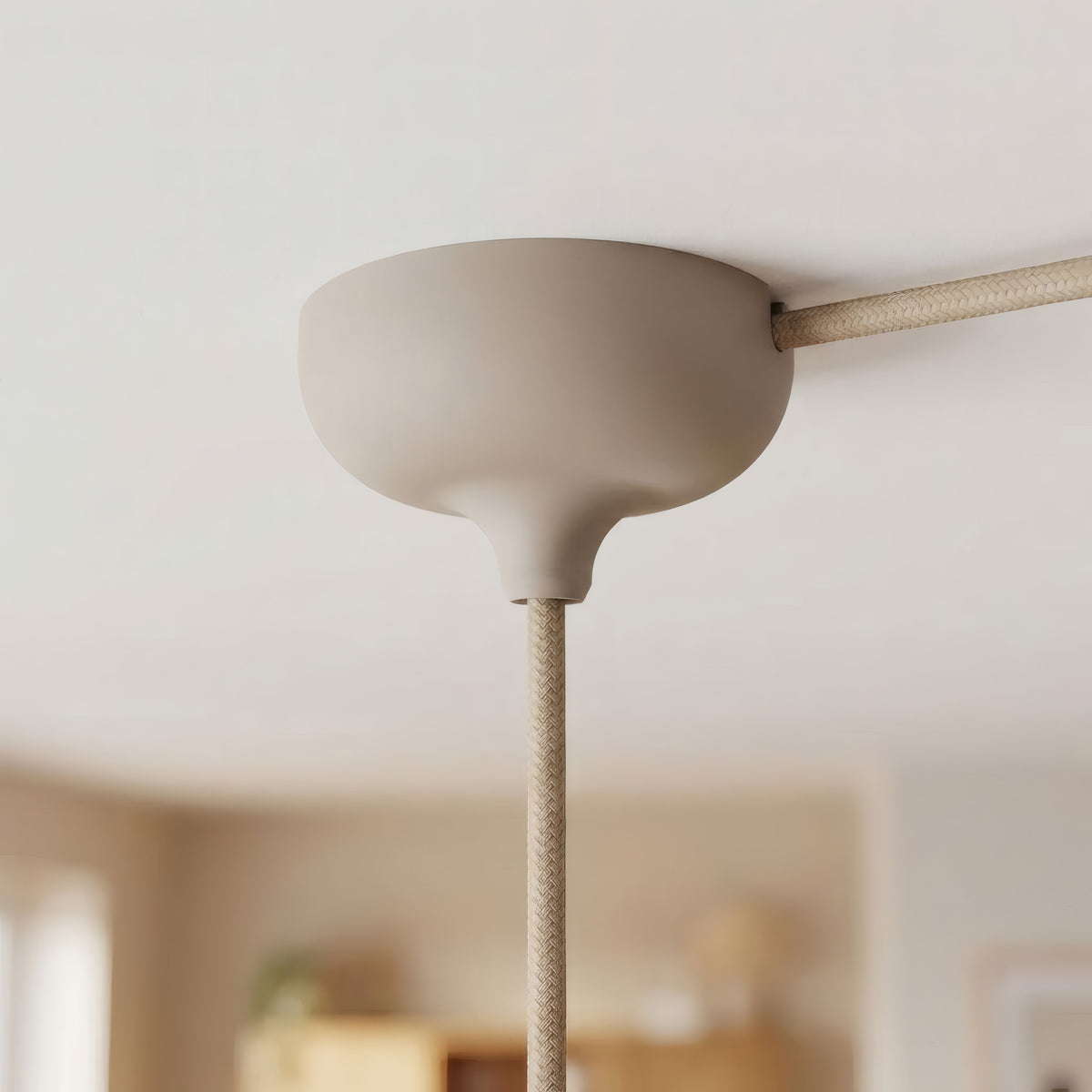 Silicone ceiling rose Ø 88 mm, central hole and side outlet — Desert brown