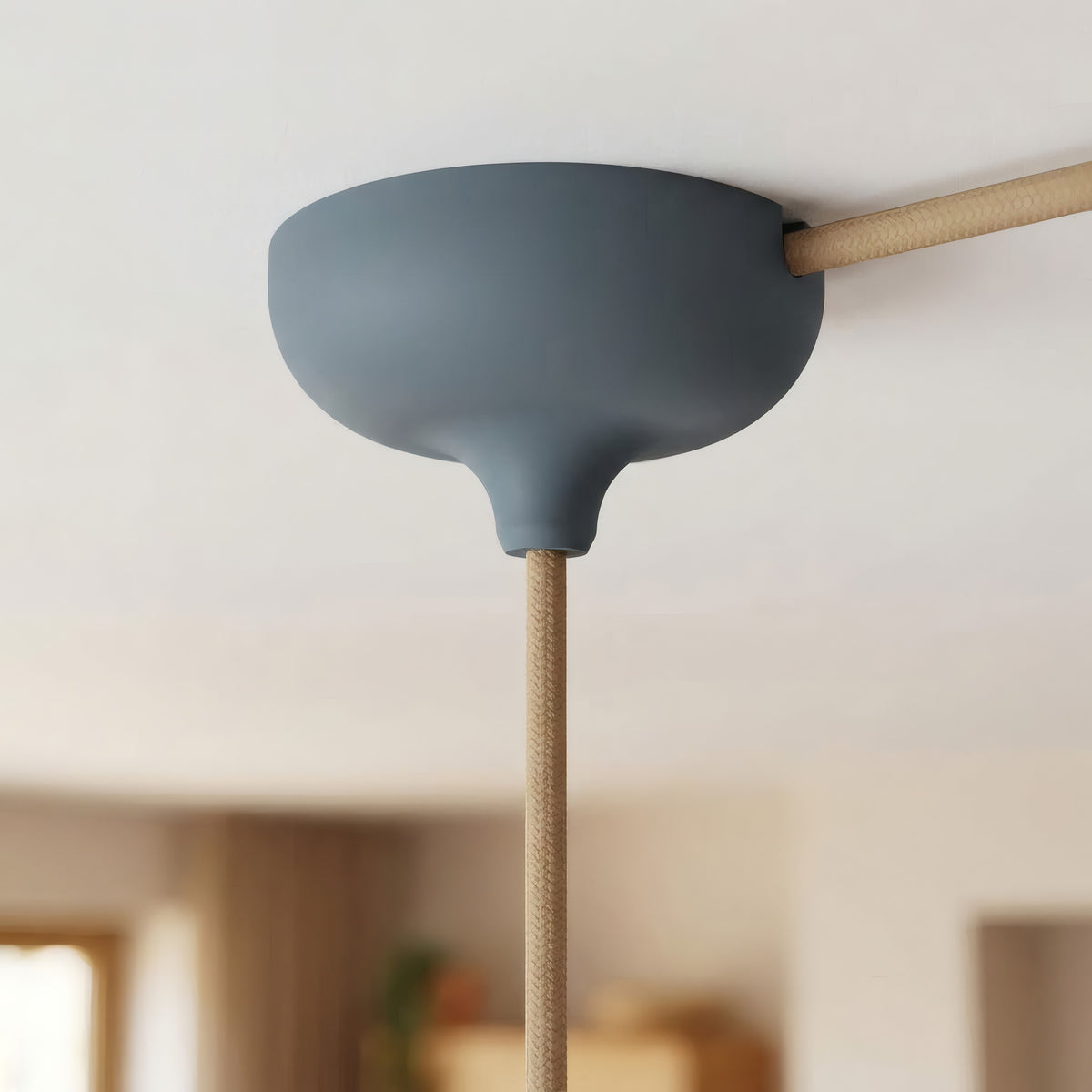 Silicone ceiling rose Ø 88 mm, central hole and side outlet — Grey