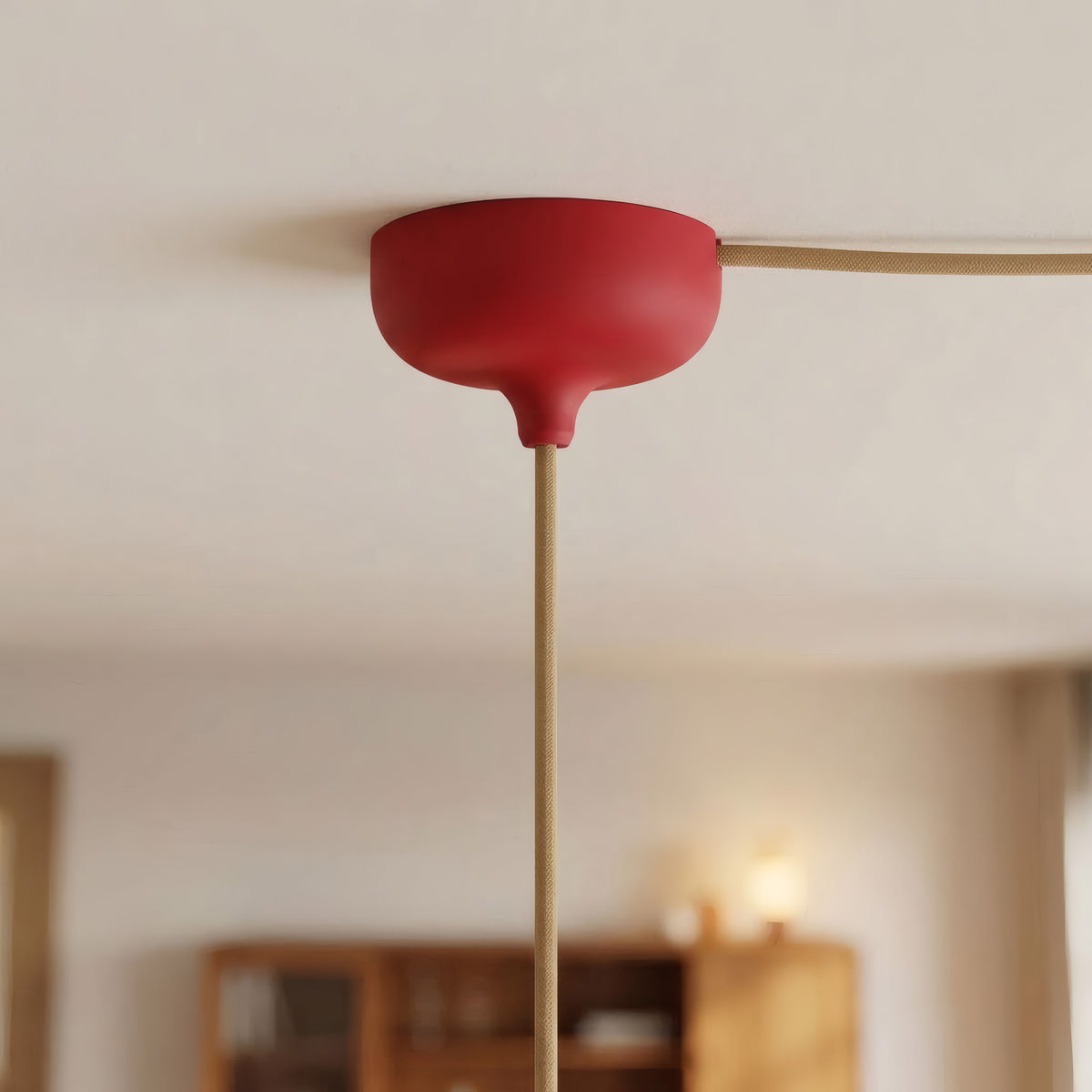 Silicone ceiling rose Ø 88 mm, central hole and side outlet — Red