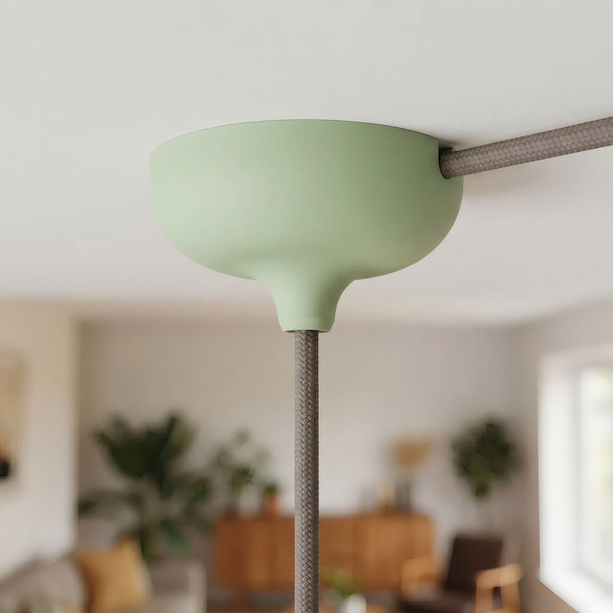 Silicone ceiling rose Ø 88 mm, central hole and side outlet — Meadow green
