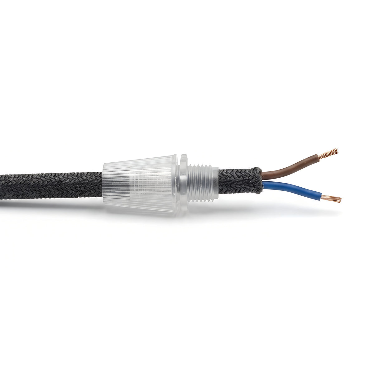 Conical cable grip for fabric cable — Clear