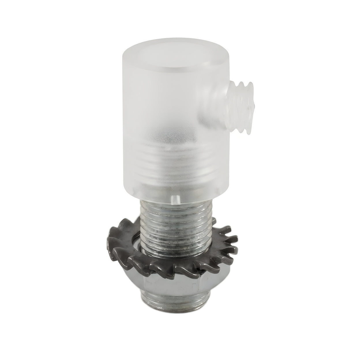 Cylindrical plastic cable grip, M10x1 threaded tube — Clear