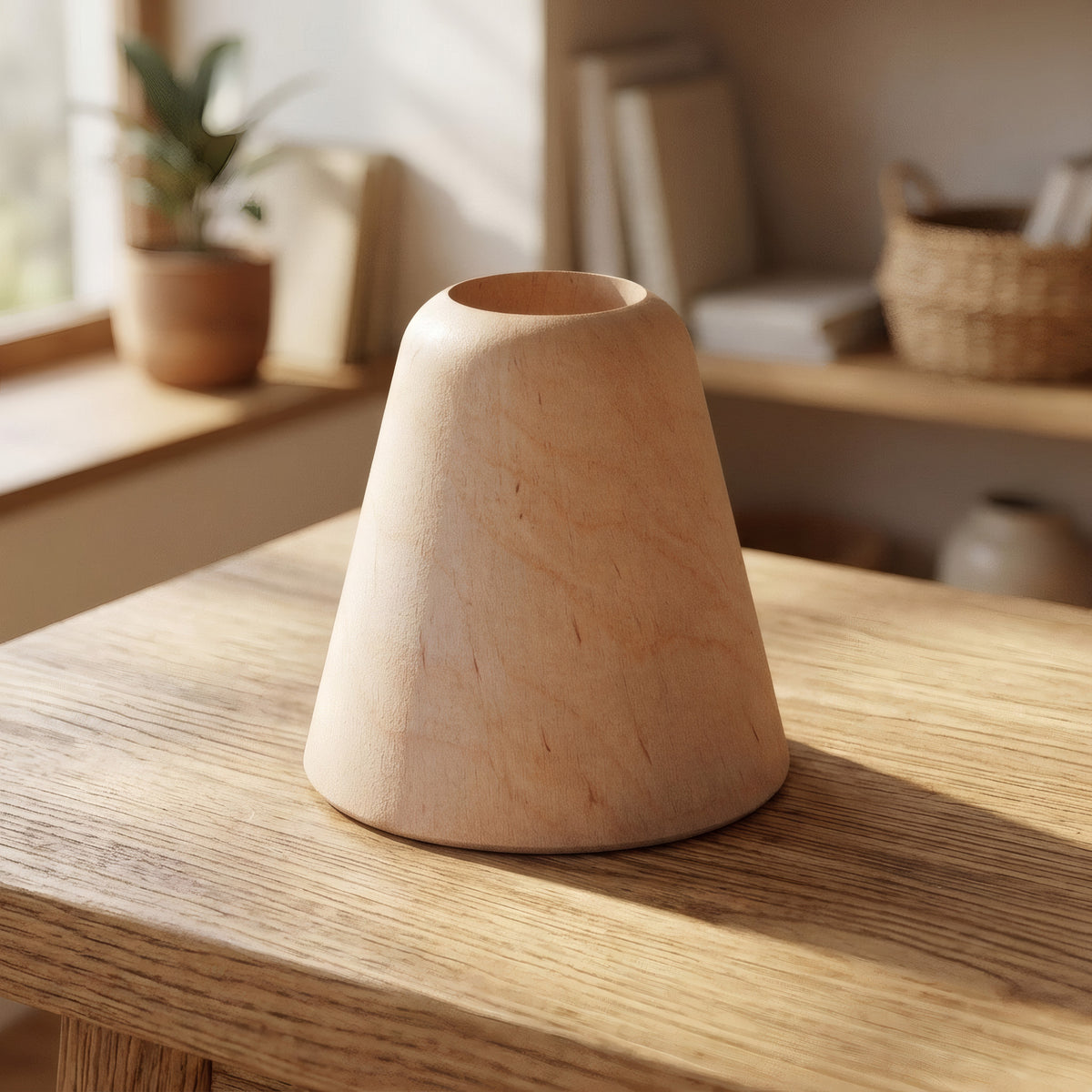 Conical alder wood lamp base for E27 socket