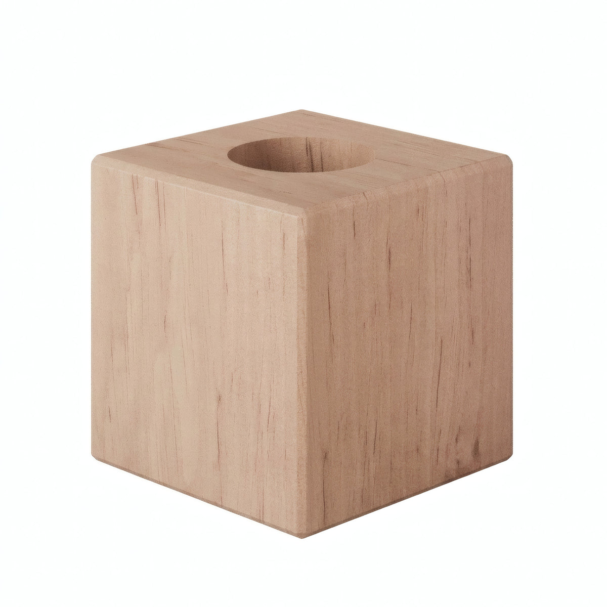 Alder wood cube lamp base for E27 socket — Natural wood