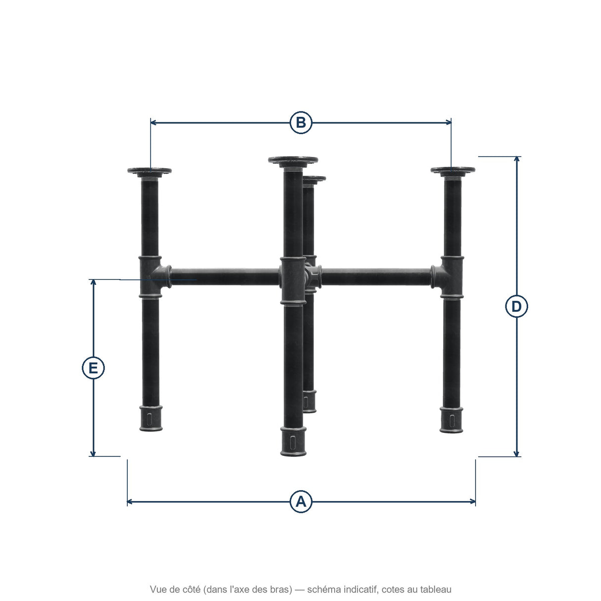 Dimensioned drawing of the base — side view