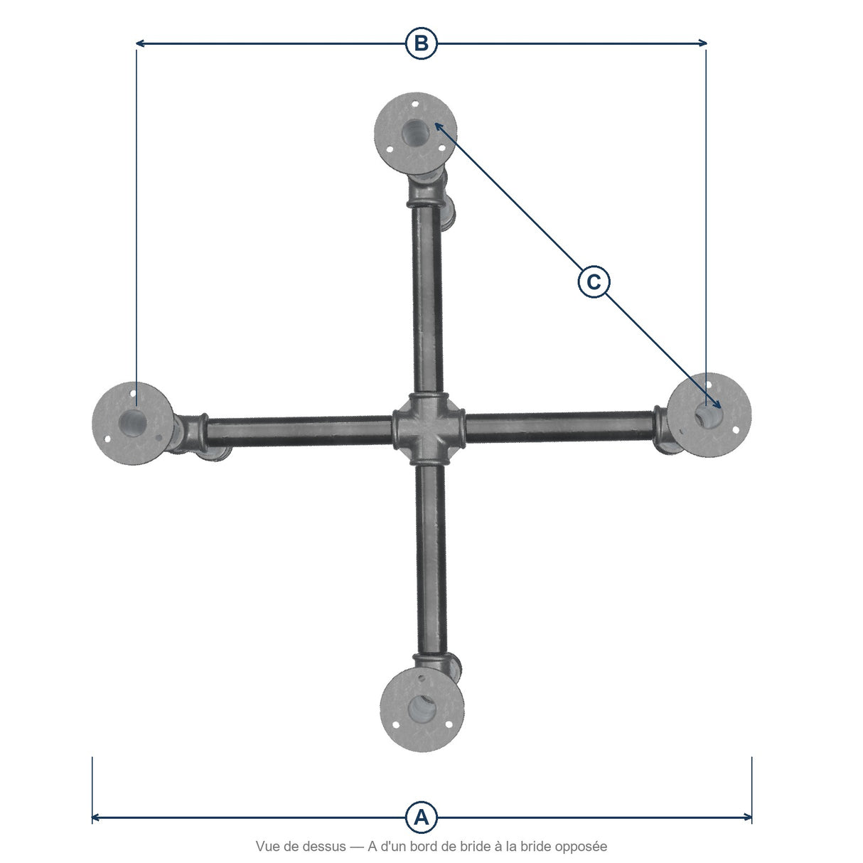 Dimensioned drawing of the base — top view