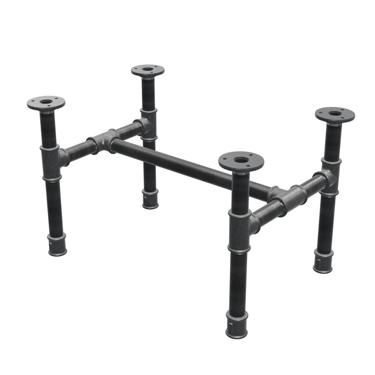 Industrial cast iron coffee table base, H-frame, 51 × 35 cm, 32 cm high, three-quarter view