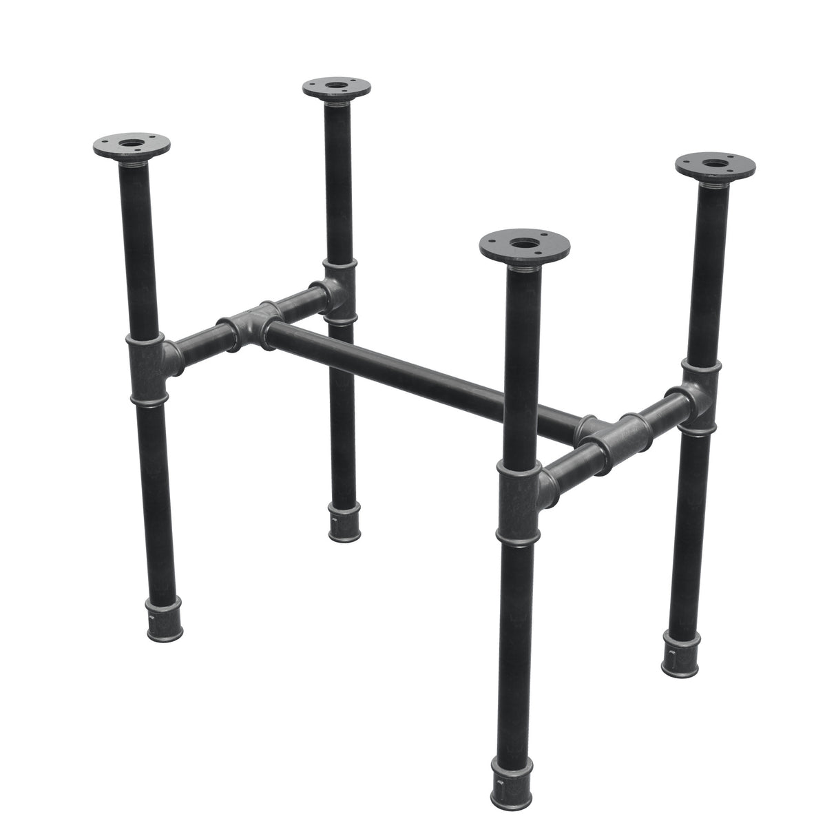 Industrial cast iron coffee table base, H-frame, 51 × 35 cm, 52 cm high, three-quarter view
