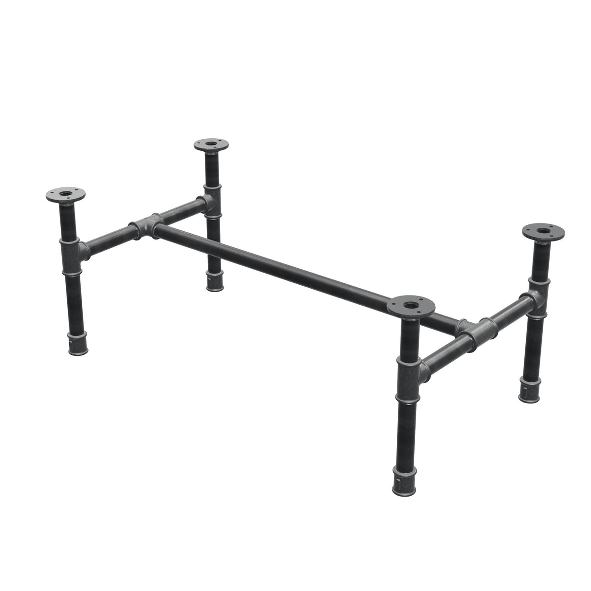 Industrial cast iron coffee table base, H-frame, 81 × 45 cm, 32 cm high, three-quarter view