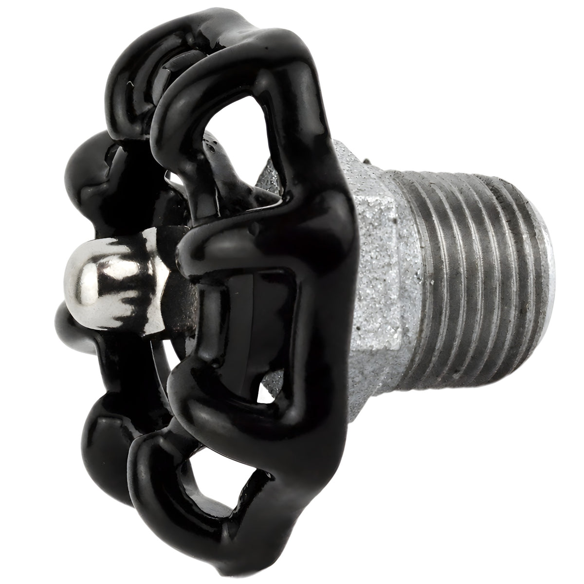 Black 52 mm handwheel on half nipple, 1/2'' with stainless steel nut, galvanized cast iron fitting