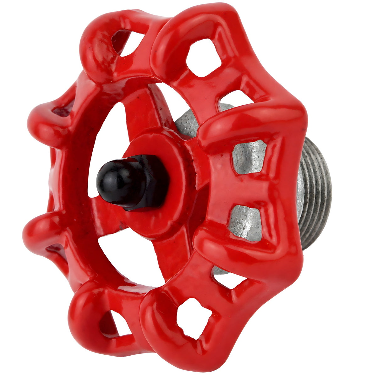 Red 72 mm handwheel on half nipple, 1/2'' with black nut, galvanized cast iron fitting