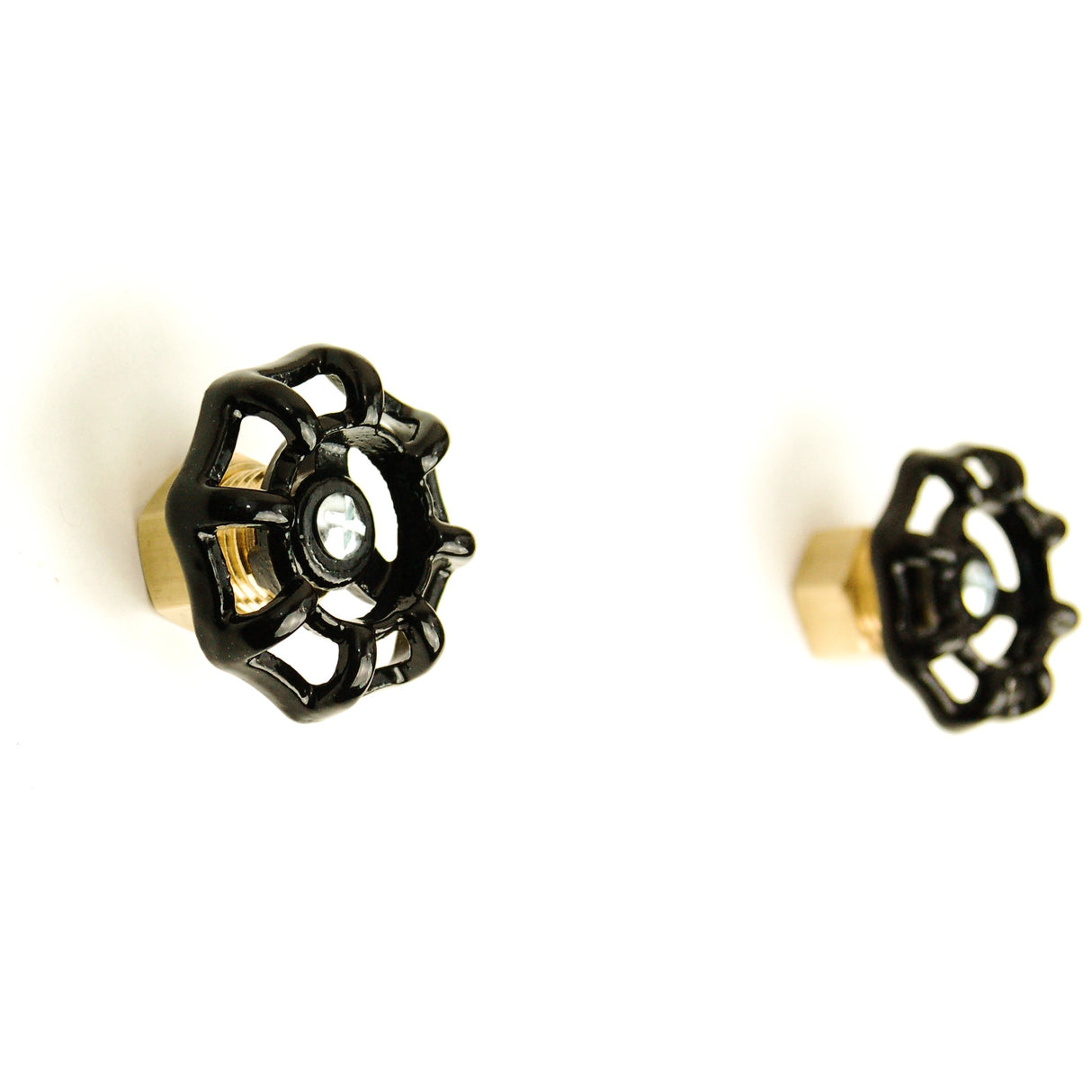 Furniture front handle button with black brass knob