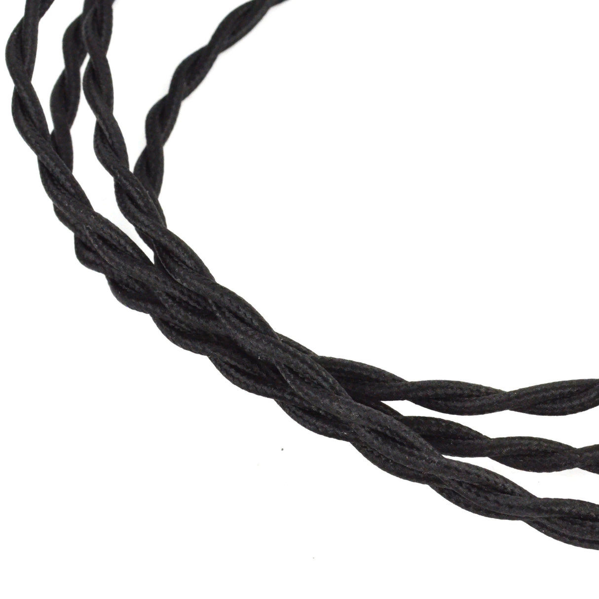 Twisted black textile power cable