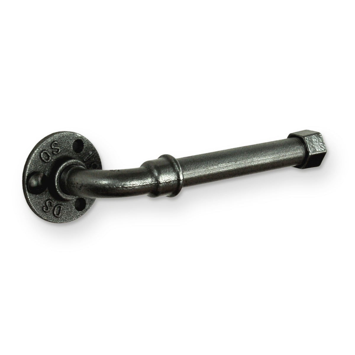 Simple toilet paper holder without a roll: flange, long-radius elbow, threaded pipe and cap
