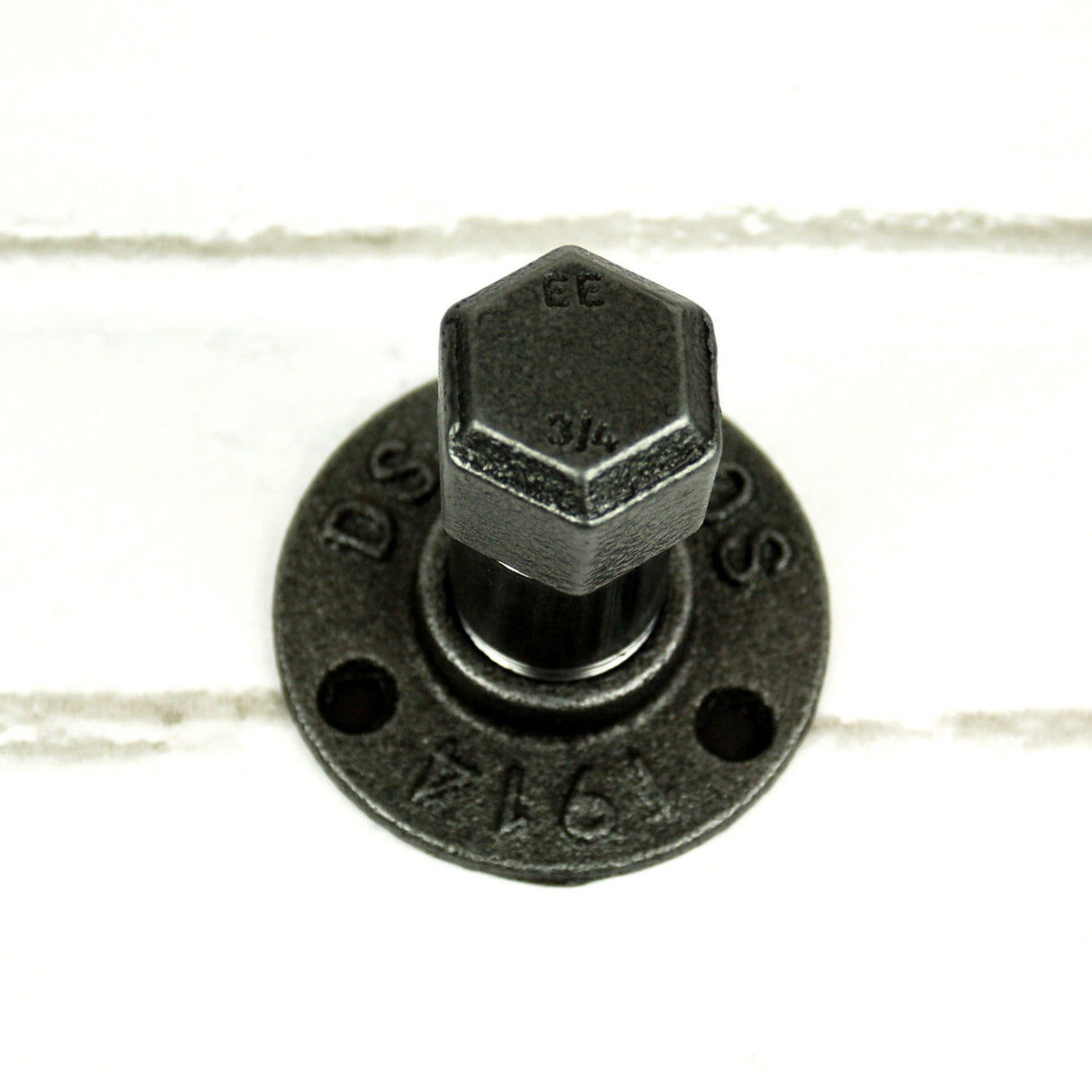 Patère, porte-manteau en fonte et acier noir style steampunk modèle moyen