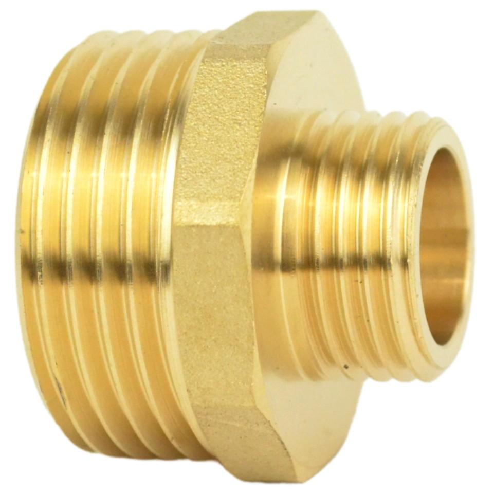 Reduced brass nipple fitting male/male
