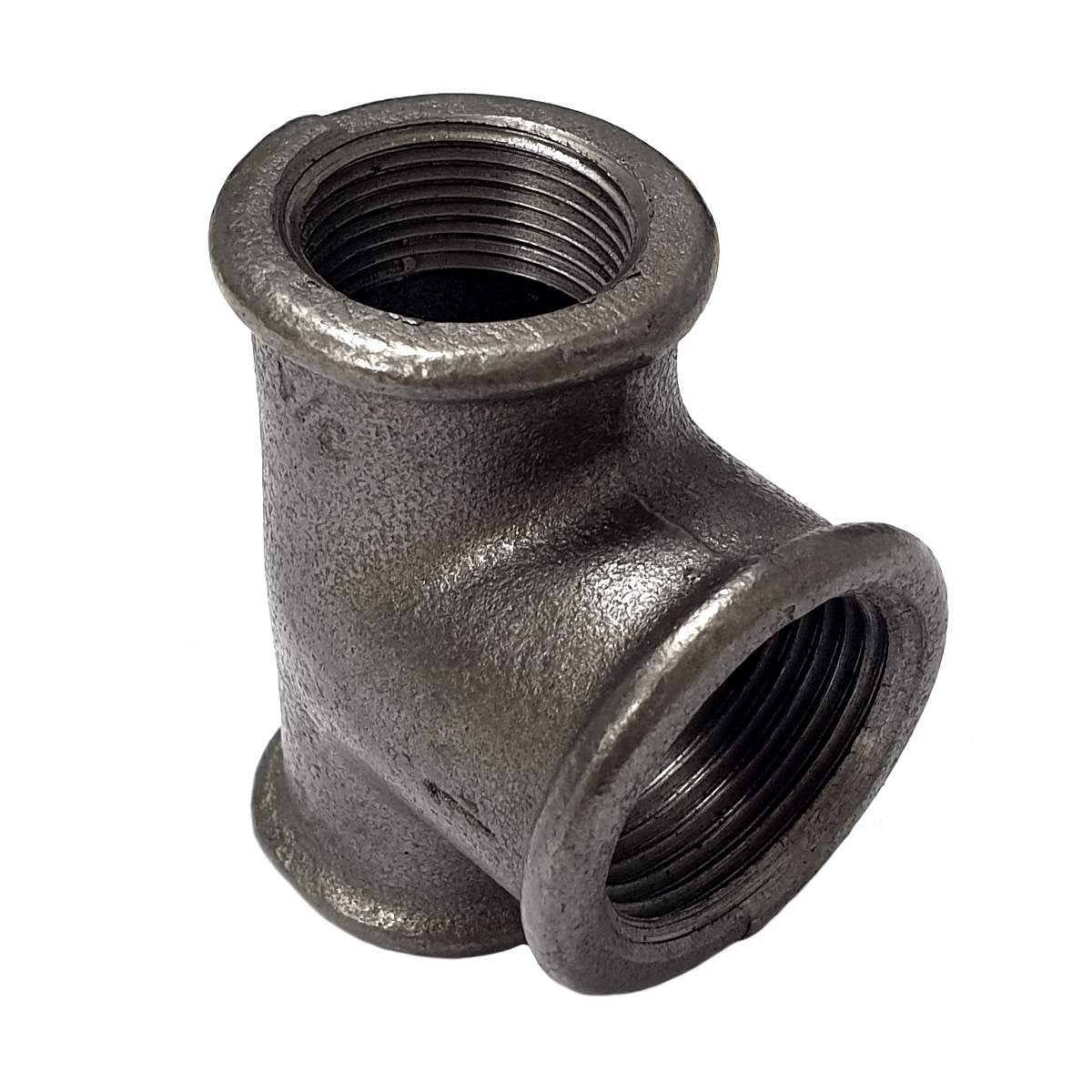 Raccord Té réduit fonte noire Fem/Fem/Fem