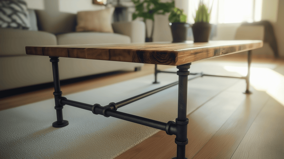 Making a DIY wood and pipe coffee table