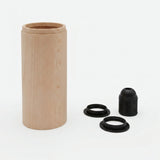 Cylindrical beech wood spotlight lampshade with E27 socket — Natural wood