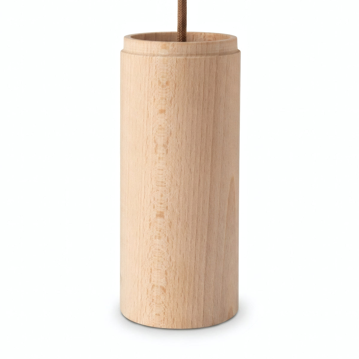 Cylindrical beech wood spotlight lampshade with E27 socket — Natural wood