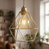 Faceted diamond cage lampshade in metal for E27 socket
