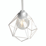 Faceted diamond cage lampshade in metal for E27 socket — White