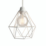 Faceted diamond cage lampshade in metal for E27 socket — White