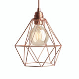 Faceted diamond cage lampshade in metal for E27 socket — Copper