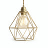 Faceted diamond cage lampshade in metal for E27 socket — Brass