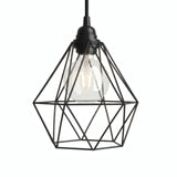 Faceted diamond cage lampshade in metal for E27 socket — Black
