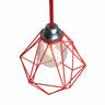 Faceted diamond cage lampshade in metal for E27 socket — Red