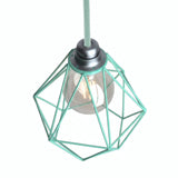 Faceted diamond cage lampshade in metal for E27 socket — Turquoise