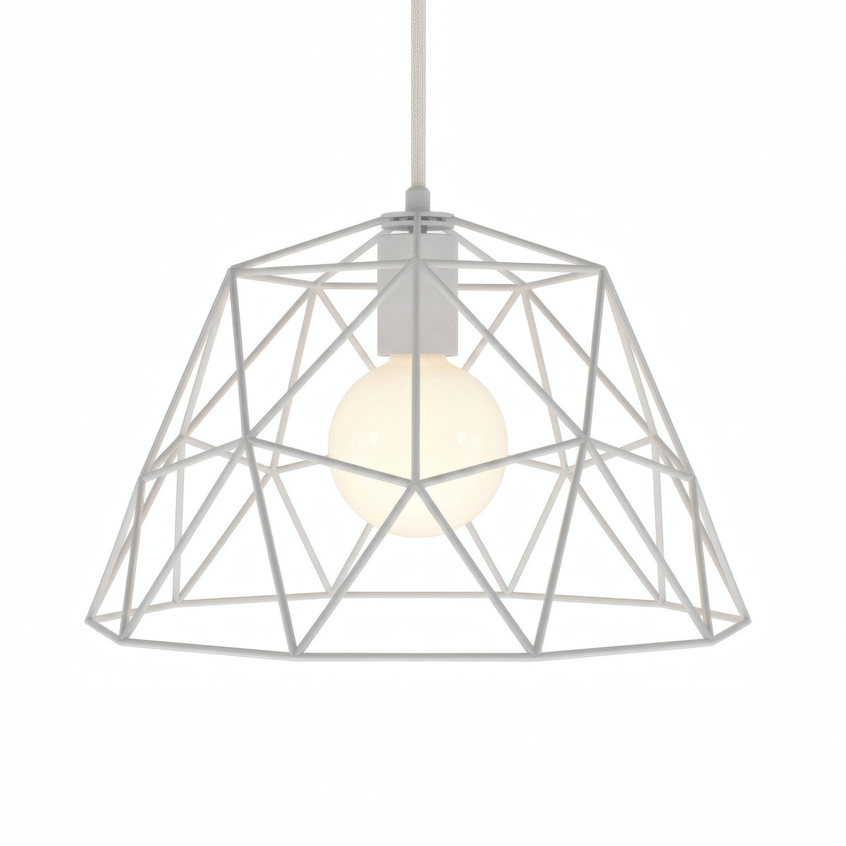 XL metal dome cage lampshade Ø 35 cm with E27 socket — White