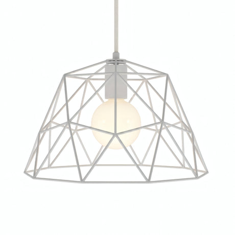 XL metal dome cage lampshade Ø 35 cm with E27 socket — White