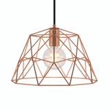 XL metal dome cage lampshade Ø 35 cm with E27 socket — Copper
