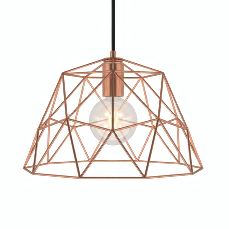 XL metal dome cage lampshade Ø 35 cm with E27 socket — Copper