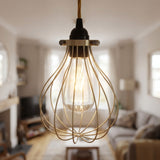 Metal cage drop lampshade with adjustable clamp
