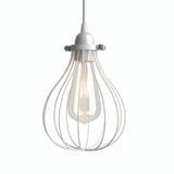 Metal cage drop lampshade with adjustable clamp — White