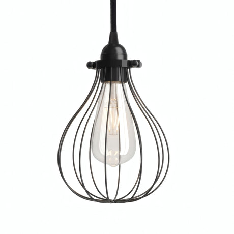 Metal cage drop lampshade with adjustable clamp — Black