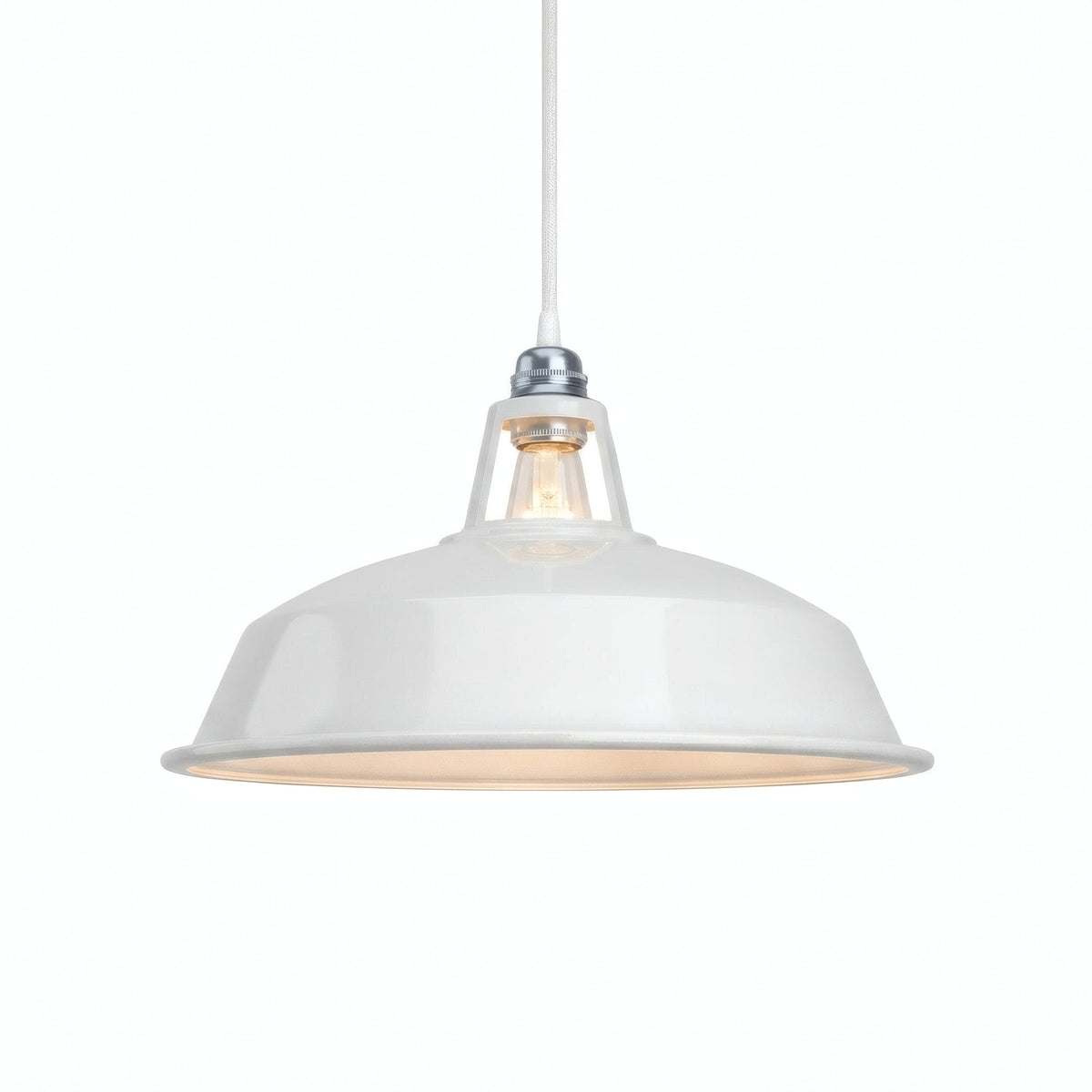 Bell-shaped enamelled metal lampshade Ø 38 cm for E27 socket — White