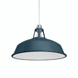 Bell-shaped enamelled metal lampshade Ø 38 cm for E27 socket — Petrol blue