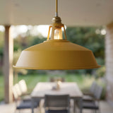 Bell-shaped enamelled metal lampshade Ø 38 cm for E27 socket — Mustard yellow