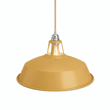 Bell-shaped enamelled metal lampshade Ø 38 cm for E27 socket — Mustard yellow