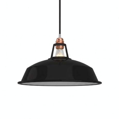 Bell-shaped enamelled metal lampshade Ø 38 cm for E27 socket — Black