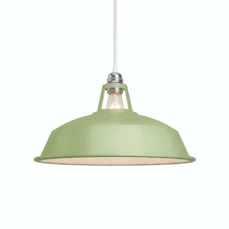 Bell-shaped enamelled metal lampshade Ø 38 cm for E27 socket — Meadow green
