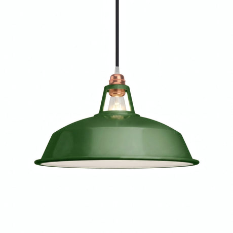 Bell-shaped enamelled metal lampshade Ø 38 cm for E27 socket — Green