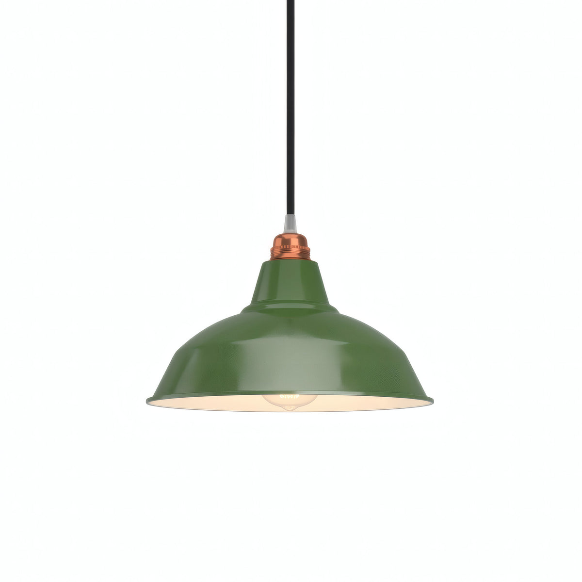 Conical painted metal lampshade Ø 30 cm for E27 socket — Green