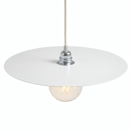Flat disc lampshade in iron, Ø 40 cm, for E27 socket — White