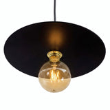 Flat disc lampshade in iron, Ø 40 cm, for E27 socket — Black